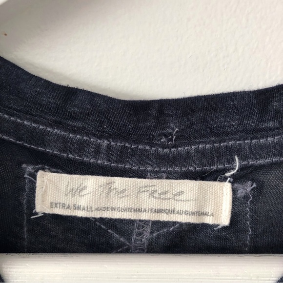 Free People burnout black tee shirt with quilted patches oversized size x-small - Picture 3 of 4